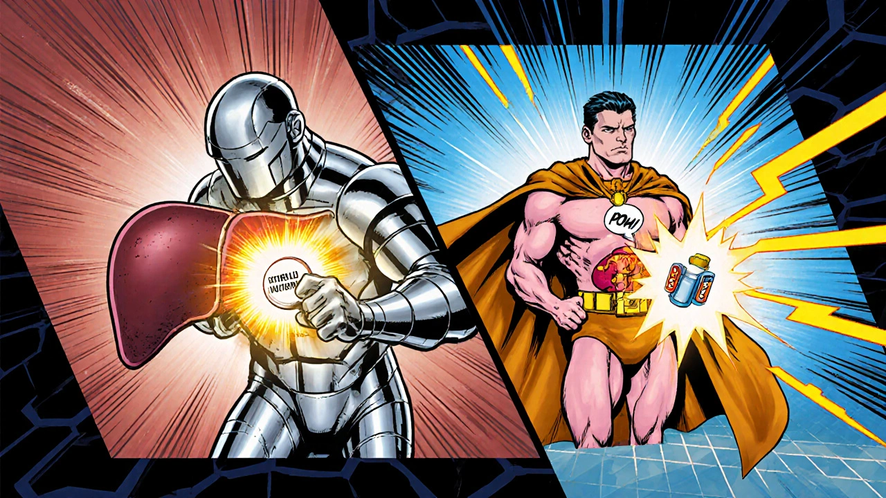 Mécanismes de Metformin et Glibenclamide illustrés en double page comic.