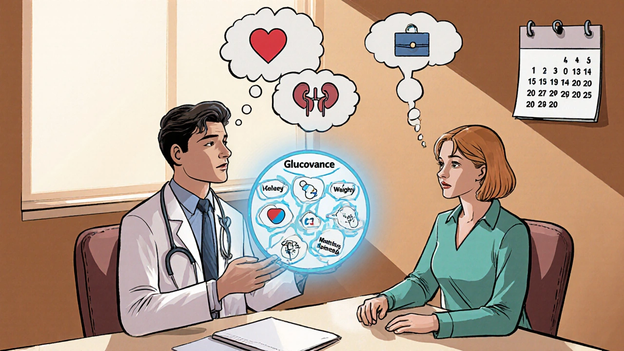 Patient français et endocrinologue discutant des options de traitement en style comics.