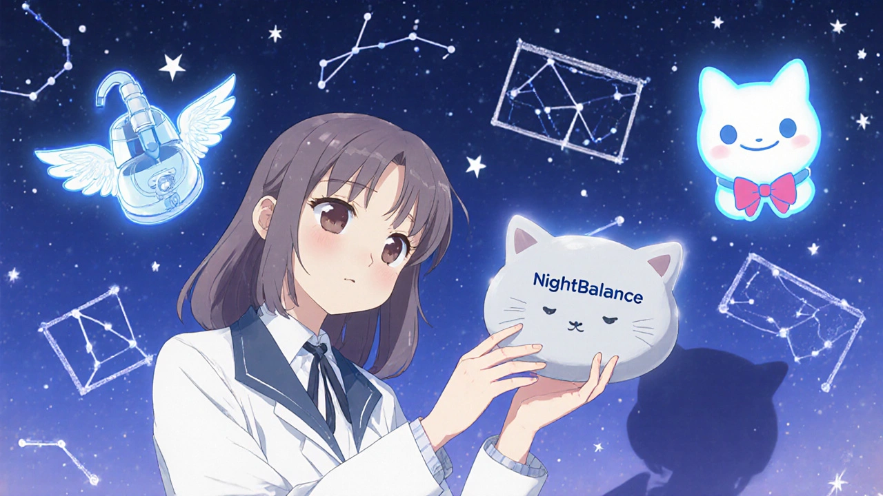 Conseillère médicale anime guide un patient vers un oreiller vibreur en forme de chat, symbolisant une alternative douce.