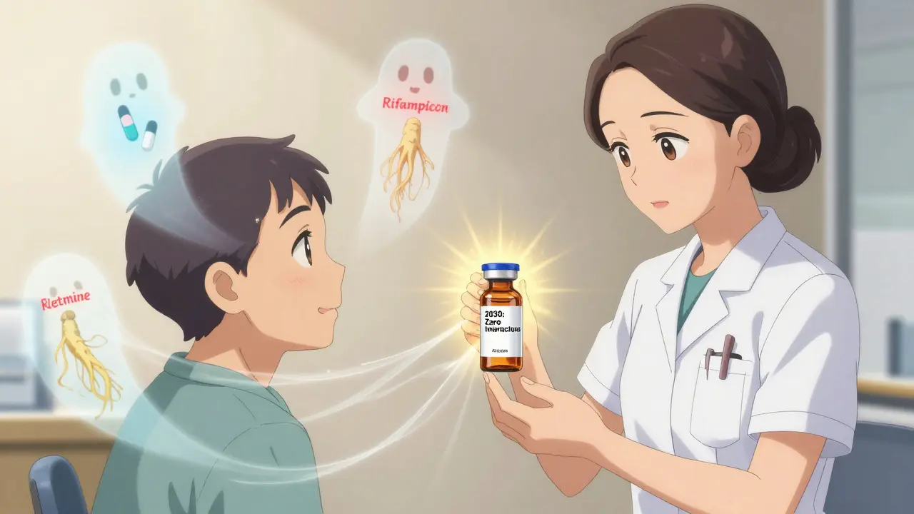 Personne recevant une injection HIV, avec des traces d'interactions flottantes et une lueur dorée de traitement futur.