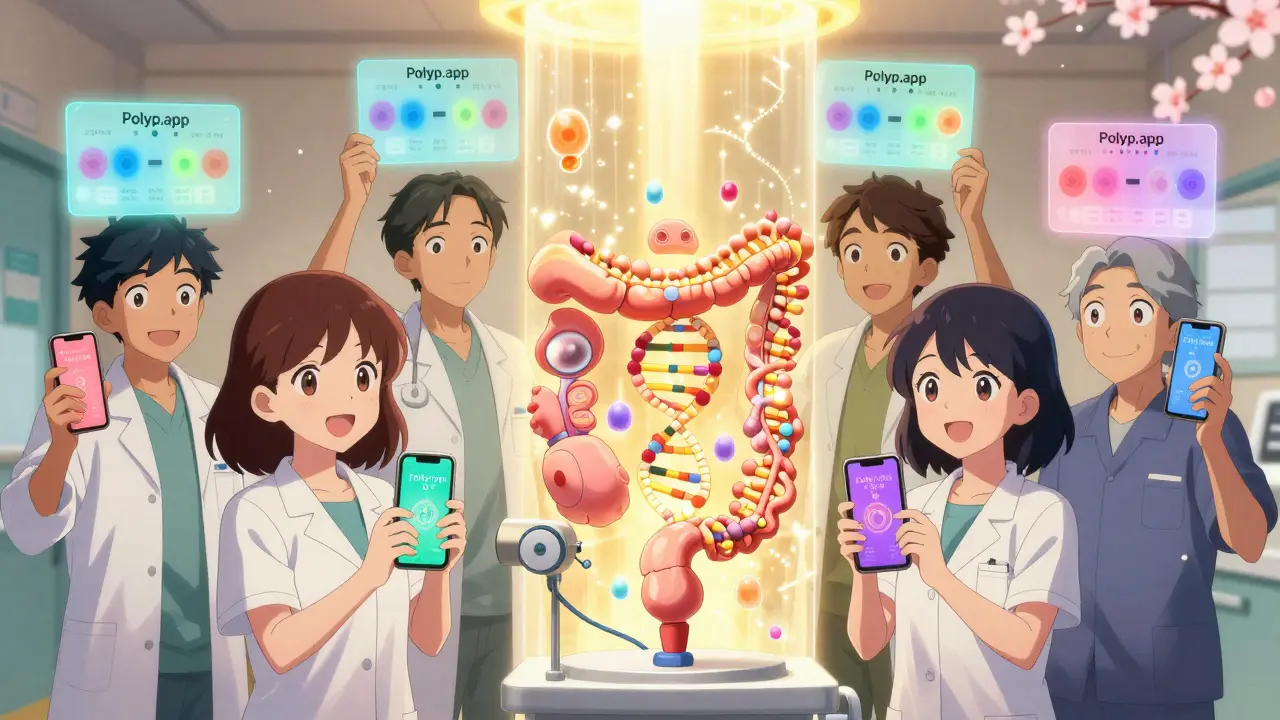 Patients avec des applications affichant des timelines de surveillance colorées au-dessus d'eux, fond médical doux.