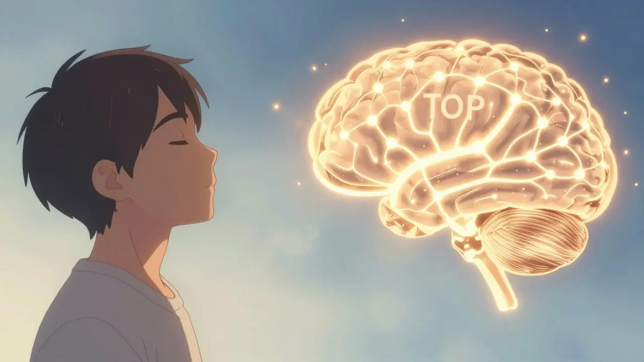 Illustration montrant la respiration consciente et la création de nouveaux chemins neuronaux.