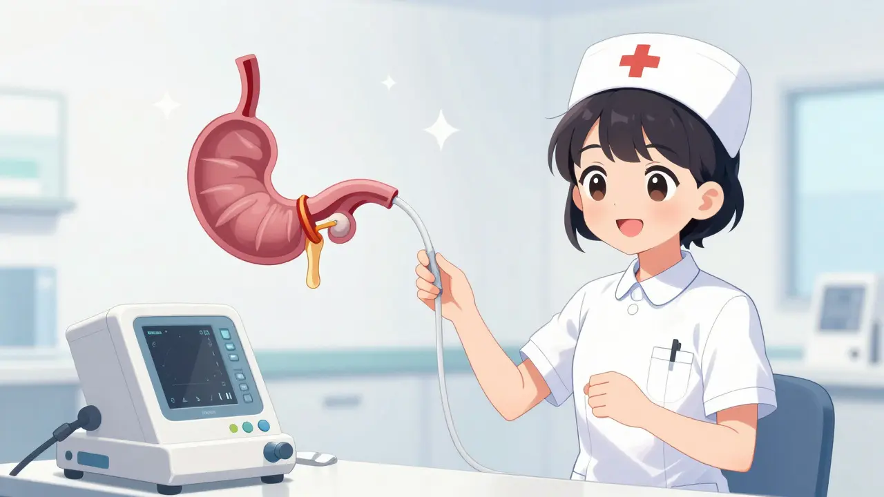 Infirmière mignonne expliquant la manométrie avec douceur