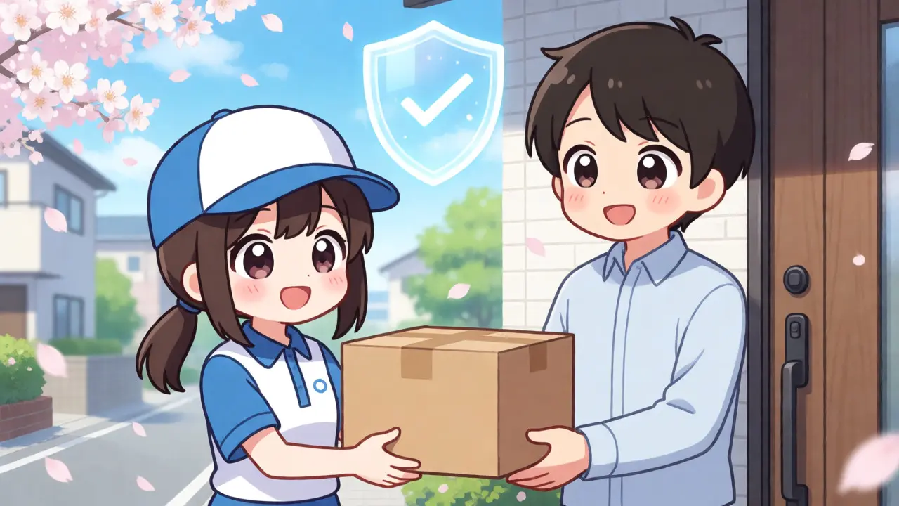 Livraison sécurisée de médicaments par une coursière anime